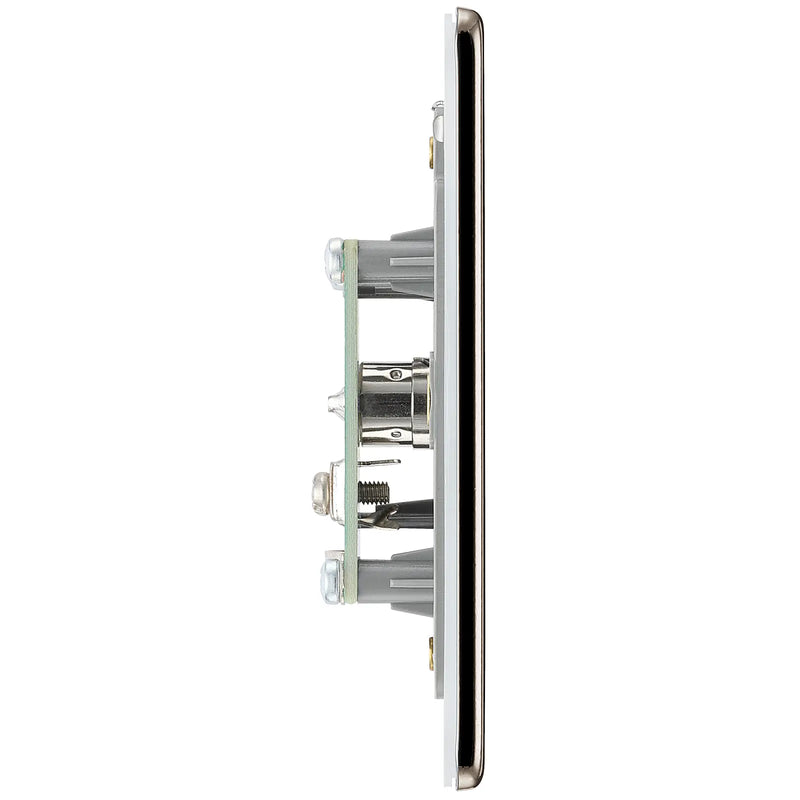 BG Electrical Flatplate Screwless Black Nickel - Single co-axial