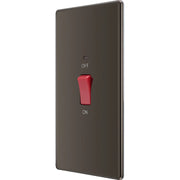 BG Electrical Flatplate Screwless Black Nickel - 45A double pole, large plate, with indicator