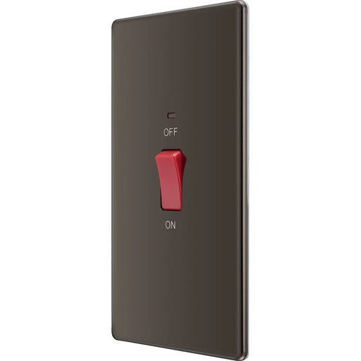 BG Electrical Flatplate Screwless Black Nickel - 45A double pole, large plate, with indicator