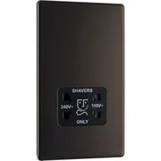 BG Electrical Flatplate Screwless Black Nickel - 115/240V dual voltage shaver socket