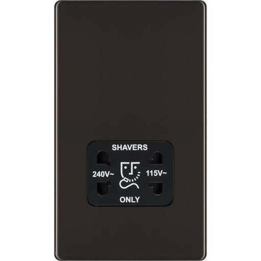BG Electrical Flatplate Screwless Black Nickel - 115/240V dual voltage shaver socket