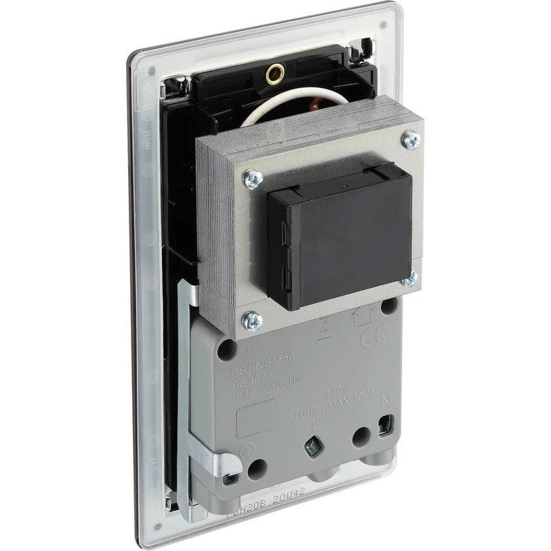 BG Electrical Flatplate Screwless Black Nickel - 115/240V dual voltage shaver socket