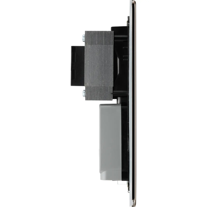 BG Electrical Flatplate Screwless Black Nickel - 115/240V dual voltage shaver socket