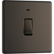 BG Electrical Flatplate Screwless Black Nickel - 20A double pole, with indicator