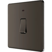 BG Electrical Flatplate Screwless Black Nickel - 20A double pole, with indicator