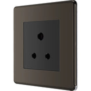 BG Electrical Flatplate Screwless Black Nickel - 5A single, unswitched, round pin
