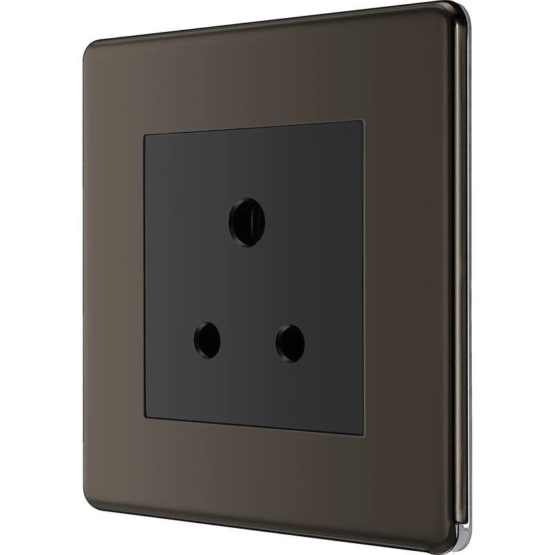 BG Electrical Flatplate Screwless Black Nickel - 5A single, unswitched, round pin
