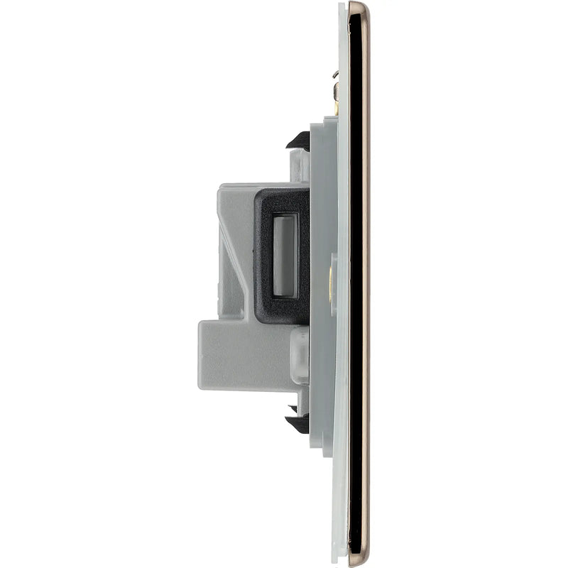 BG Electrical Flatplate Screwless Black Nickel - 5A single, unswitched, round pin