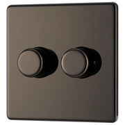 BG Electrical Flatplate Screwless Black Nickel - Double 2 way push 200W