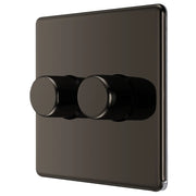BG Electrical Flatplate Screwless Black Nickel - Double 2 way push 200W