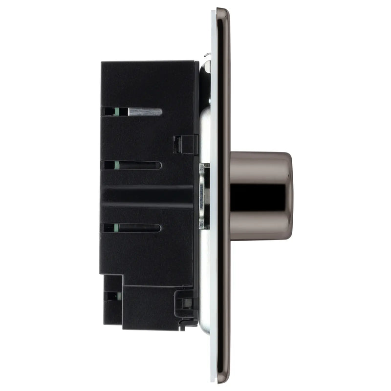 BG Electrical Flatplate Screwless Black Nickel - Double 2 way push 200W
