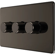 BG Electrical Flatplate Screwless Black Nickel - Triple 2 way push 200W