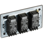 BG Electrical Flatplate Screwless Black Nickel - Triple 2 way push 200W