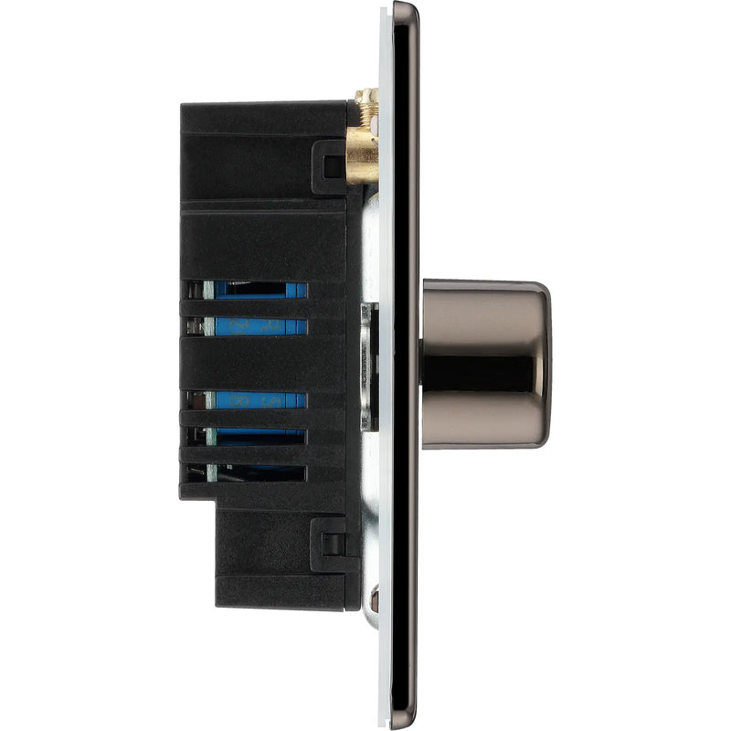BG Electrical Flatplate Screwless Black Nickel - Triple 2 way push 200W