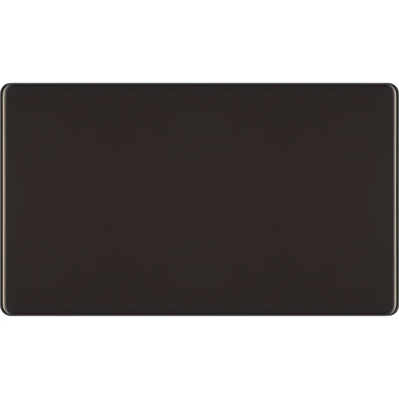 BG Electrical Flatplate Screwless Black Nickel - Double, blank plate