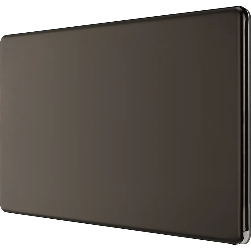 BG Electrical Flatplate Screwless Black Nickel - Double, blank plate