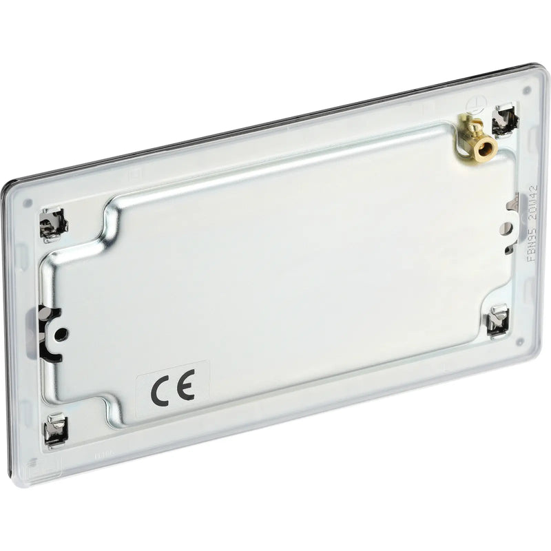 BG Electrical Flatplate Screwless Black Nickel - Double, blank plate