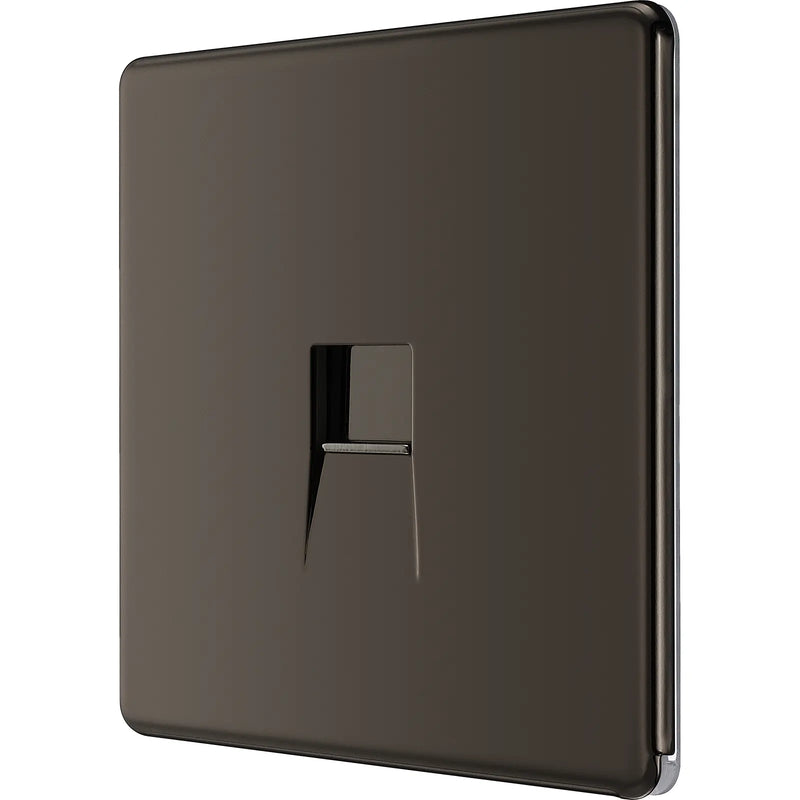 BG Electrical Flatplate Screwless Black Nickel - Single telephone socket, secondary