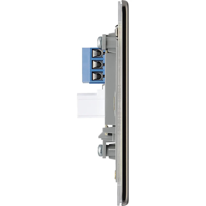 BG Electrical Flatplate Screwless Black Nickel - Single telephone socket, secondary