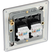 BG Electrical Flatplate Screwless Black Nickel - Double, RJ45 telephone socket