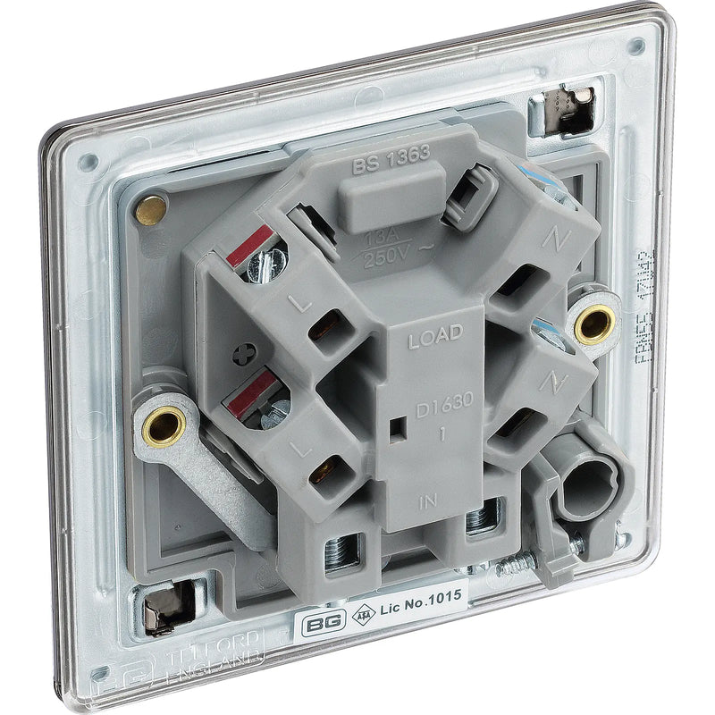 BG Electrical Flatplate Screwless Black Nickel - Unswitched and fused with flex outlet