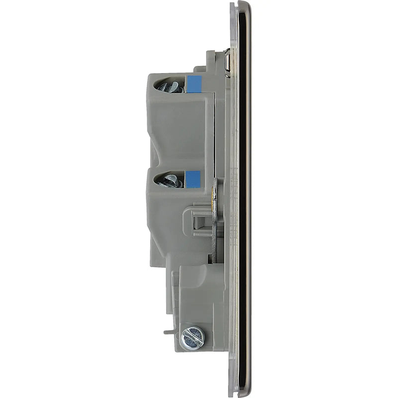 BG Electrical Flatplate Screwless Black Nickel - Unswitched and fused with flex outlet
