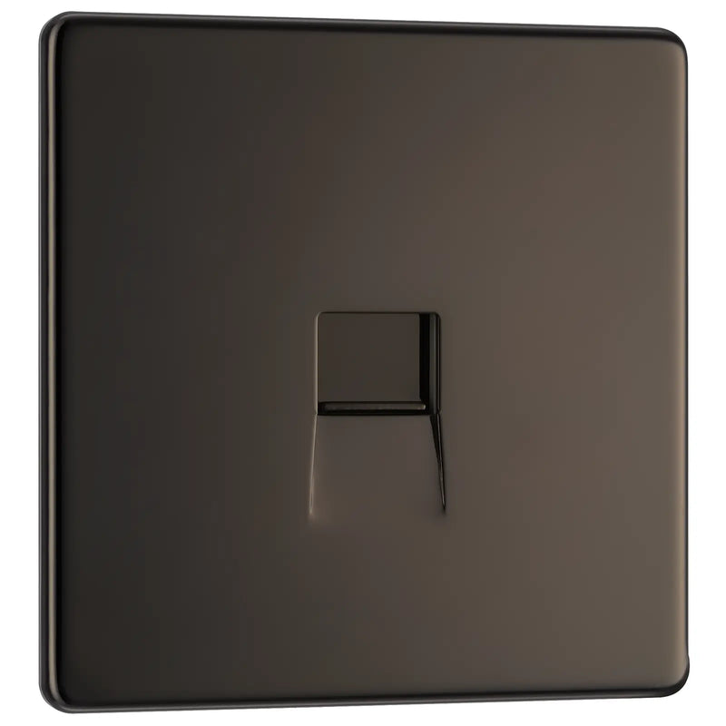 BG Electrical Flatplate Screwless Black Nickel - Single telephone socket, master