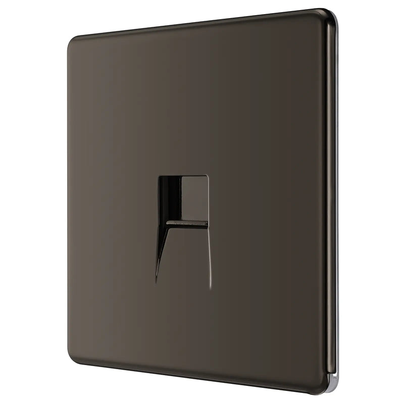 BG Electrical Flatplate Screwless Black Nickel - Single telephone socket, master