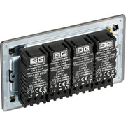 BG Electrical Flatplate Screwless Black Nickel - Quadruple, 2 way push 200W