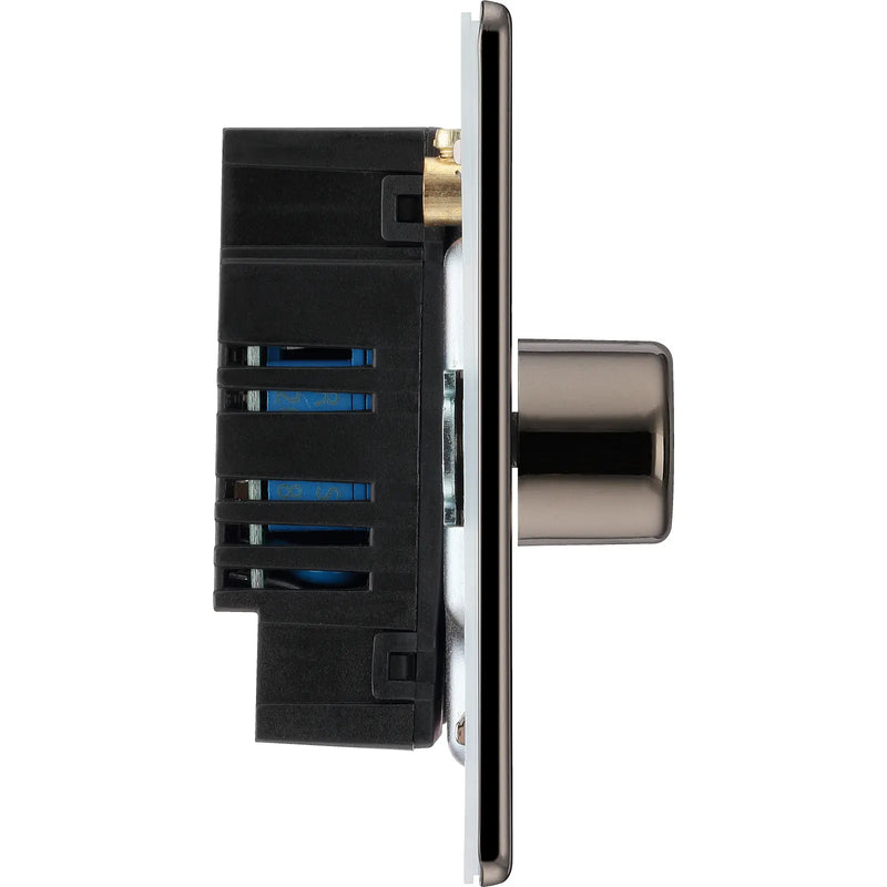 BG Electrical Flatplate Screwless Black Nickel - Quadruple, 2 way push 200W