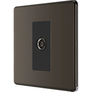 BG Electrical Flatplate Screwless Black Nickel - Single isolated, co-axial