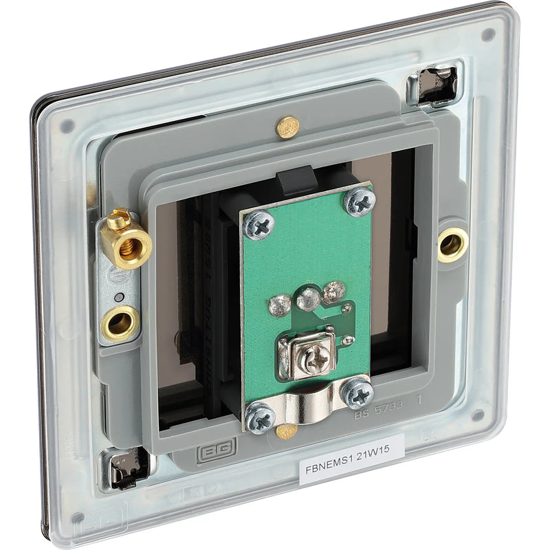 BG Electrical Flatplate Screwless Black Nickel - Single isolated, co-axial