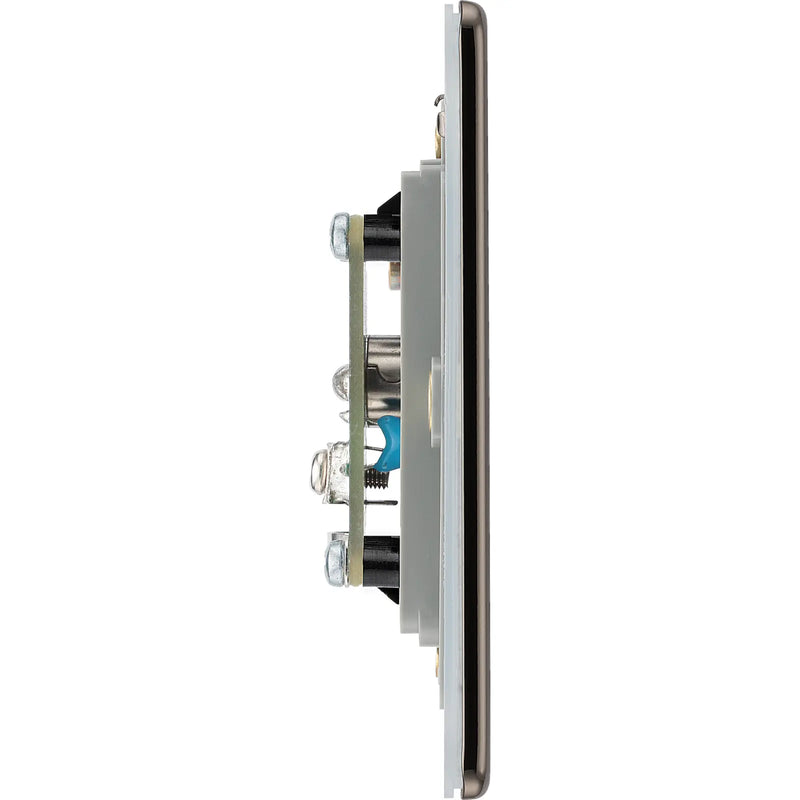 BG Electrical Flatplate Screwless Black Nickel - Single isolated, co-axial