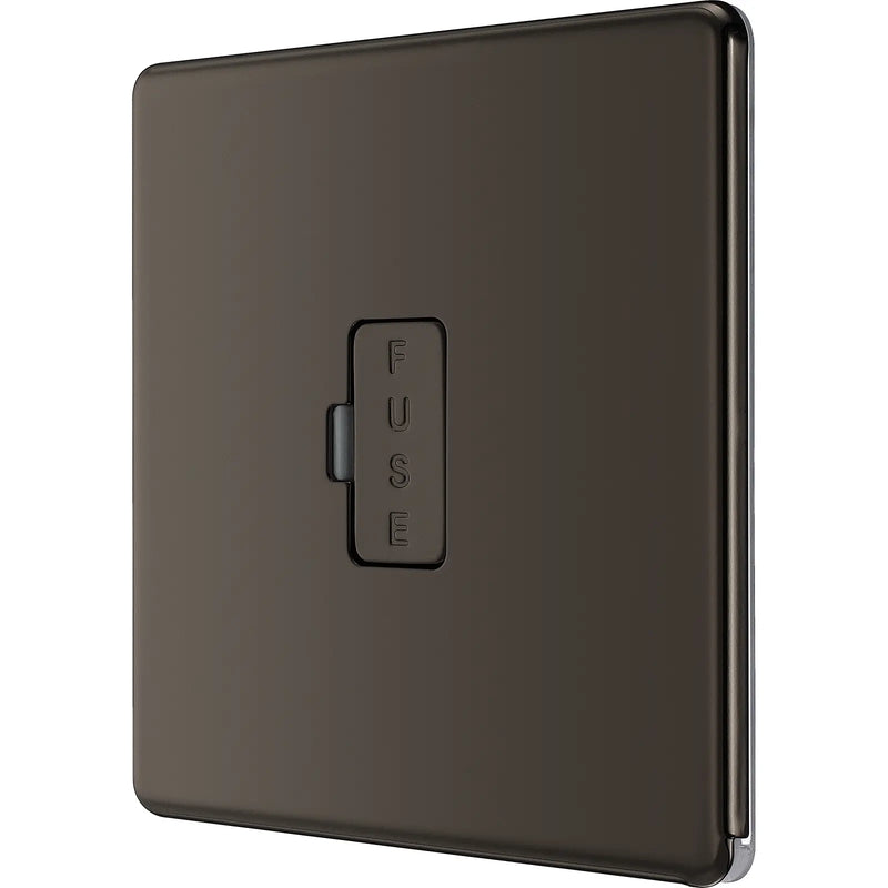 BG Electrical Flatplate Screwless Black Nickel - Unswitched and fused