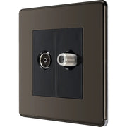 BG Electrical Flatplate Screwless Black Nickel - Double satellite and co-axial