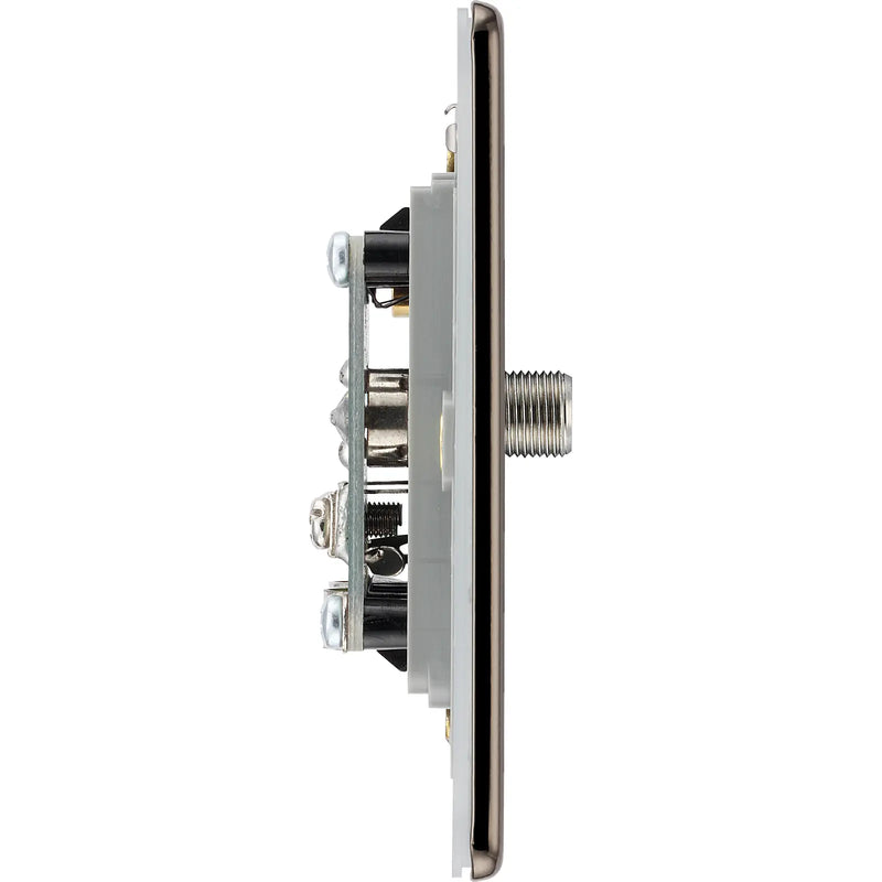 BG Electrical Flatplate Screwless Black Nickel - Double satellite and co-axial