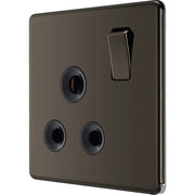 BG Electrical Flatplate Screwless Black Nickel - 15A single, switched, round pin