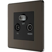 BG Electrical Flatplate Screwless Black Nickel - Triple TV/FM/SAT triplex - screened