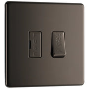 BG Electrical Flatplate Screwless Black Nickel - 3 pole fan isolator, fused