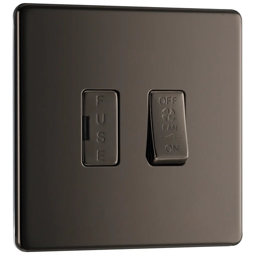 BG Electrical Flatplate Screwless Black Nickel - 3 pole fan isolator, fused