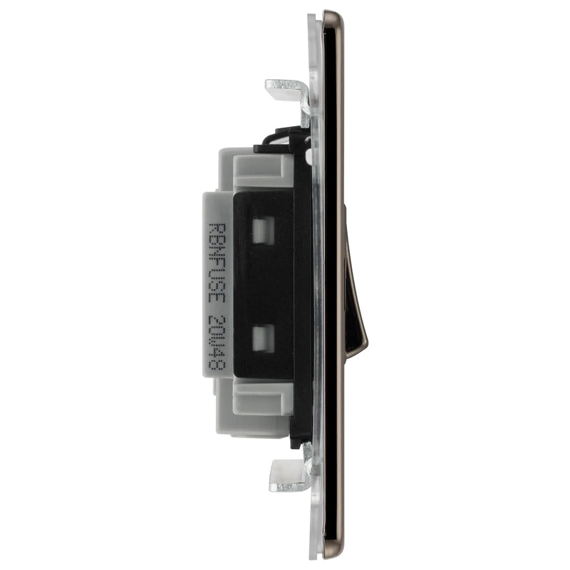 BG Electrical Flatplate Screwless Black Nickel - 3 pole fan isolator, fused