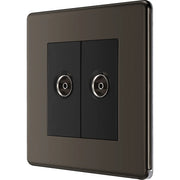 BG Electrical Flatplate Screwless Black Nickel - Double isolated, co-axial