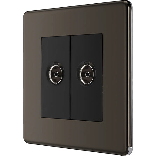 BG Electrical Flatplate Screwless Black Nickel - Double isolated, co-axial