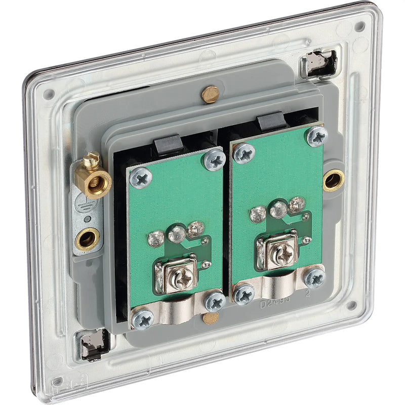 BG Electrical Flatplate Screwless Black Nickel - Double isolated, co-axial