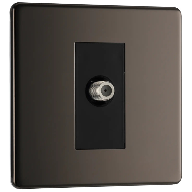 BG Electrical Flatplate Screwless Black Nickel - Single satellite