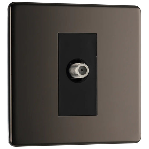 BG Electrical Flatplate Screwless Black Nickel - Single satellite