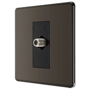 BG Electrical Flatplate Screwless Black Nickel - Single satellite