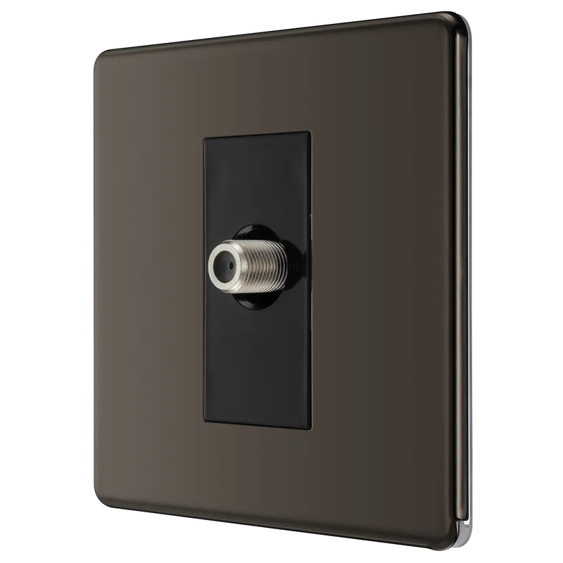 BG Electrical Flatplate Screwless Black Nickel - Single satellite