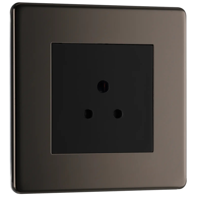 BG Electrical Flatplate Screwless Black Nickel - 2A single, unswitched, round pin