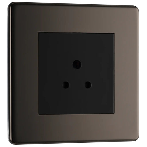BG Electrical Flatplate Screwless Black Nickel - 2A single, unswitched, round pin